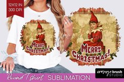 Vintage Christmas Sublimation, Xmas Round Tshirt Background Product Image 1