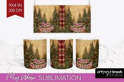 Vintage Christmas Mug Wrap - Retro Xmas 15Oz Mug Sublimation Product Image 1