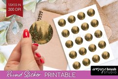 Vintage Christmas Round Sticker - Retro Printable Stickers Product Image 1