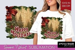 Vintage Christmas Sublimation, Xmas Square Tshirt Background Product Image 1