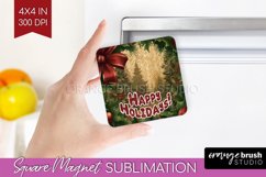 Vintage Christmas Magnet Sublimation - Retro Xmas Magnet PNG Product Image 1