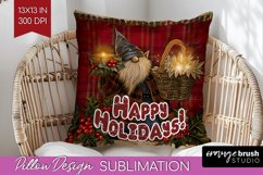 Vintage Christmas Pillow Sublimation - Xmas Pillow Cover PNG Product Image 1