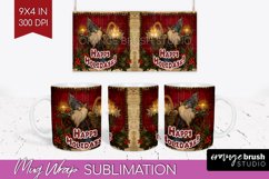 Vintage Christmas Mug Wrap - Retro Xmas 15Oz Mug Sublimation Product Image 1