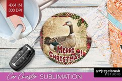 Vintage Christmas Car Coaster PNG - Xmas Coaster Sublimatoin Product Image 1