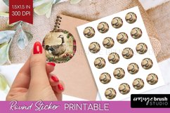 Vintage Christmas Round Sticker - Retro Printable Stickers Product Image 1