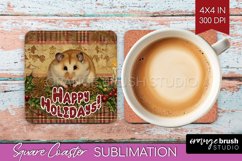 Vintage Christmas Square Coaster - Xmas Coaster Sublimation Product Image 1