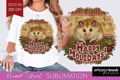 Vintage Christmas Sublimation, Xmas Round Tshirt Background Product Image 1