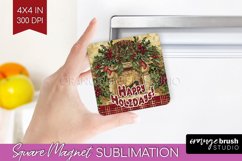 Vintage Christmas Magnet Sublimation - Retro Xmas Magnet PNG Product Image 1