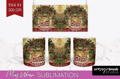 Vintage Christmas Mug Wrap - Retro Xmas 15Oz Mug Sublimation Product Image 1