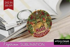 Vintage Christmas Keychain PNG - Xmas Keychain Sublimation Product Image 1
