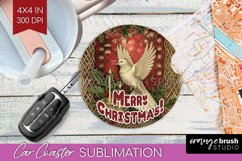 Vintage Christmas Car Coaster PNG - Xmas Coaster Sublimatoin Product Image 1
