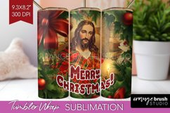 Vintage Christmas Tumbler Wrap - Xmas Tumbler Sublimation Product Image 1