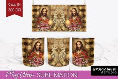 Vintage Christmas Mug Wrap - Retro Xmas 15Oz Mug Sublimation Product Image 1