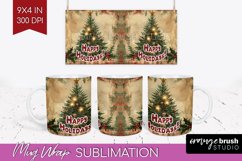Vintage Christmas Mug Wrap - Retro Xmas 15Oz Mug Sublimation Product Image 1