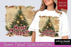 Vintage Christmas Sublimation, Xmas Square Tshirt Background Product Image 1