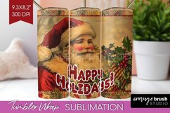 Vintage Christmas Tumbler Wrap - Xmas Tumbler Sublimation Product Image 1