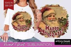 Vintage Christmas Sublimation, Xmas Round Tshirt Background Product Image 1