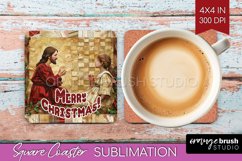 Vintage Christmas Square Coaster - Xmas Coaster Sublimation Product Image 1