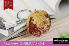 Vintage Christmas Keychain PNG - Xmas Keychain Sublimation Product Image 1