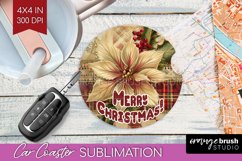 Vintage Christmas Car Coaster PNG - Xmas Coaster Sublimatoin Product Image 1