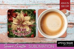 Vintage Christmas Square Coaster - Xmas Coaster Sublimation Product Image 1