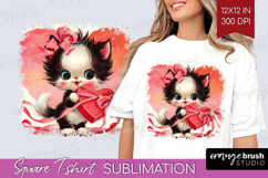 Vintage Valentines Day Square Tshirt Background - Retro PNG Product Image 1