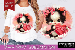 Vintage Valentines Day Round Tshirt Background - Retro PNG Product Image 1