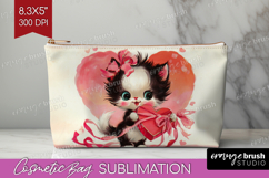 Vintage Valentines Day Cosmetic Bag - Retro Animal Makeup Product Image 1