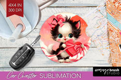 Vintage Valentines Day Car Coaster - Retro Animal Coaster Product Image 1