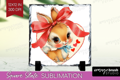 Vintage Valentines Day Slate PNG - Retro Animal Square Slate Product Image 1