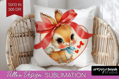 Vintage Valentines Day Pillow Sublimation - Retro Animal PNG Product Image 1