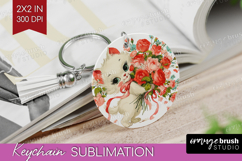 Vintage Valentines Day Keychain PNG - Retro Animal Keychain Product Image 1