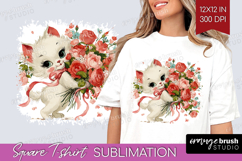 Vintage Valentines Day Square Tshirt Background - Retro PNG Product Image 1