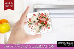 Vintage Valentines Day Magnet Sublimation - Retro Animal PNG Product Image 1