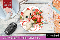Vintage Valentines Day Car Coaster - Retro Animal Coaster Product Image 1