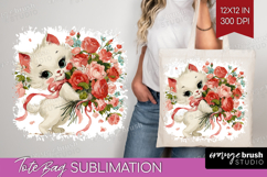 Vintage Valentines Day Tote Bag - Retro Animal Tote Bag PNG Product Image 1