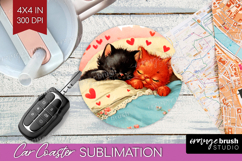 Vintage Valentines Day Car Coaster - Retro Animal Coaster Product Image 1