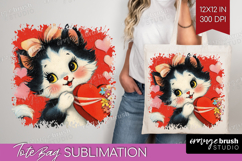 Vintage Valentines Day Tote Bag - Retro Animal Tote Bag PNG Product Image 1