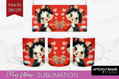 Vintage Valentines Day Mug Wrap - Retro Animal Mug PNG Product Image 1