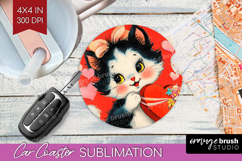 Vintage Valentines Day Car Coaster - Retro Animal Coaster Product Image 1