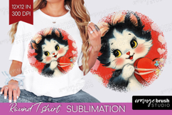 Vintage Valentines Day Round Tshirt Background - Retro PNG Product Image 1