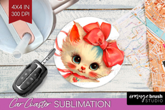 Vintage Valentines Day Car Coaster - Retro Animal Coaster Product Image 1