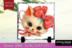 Vintage Valentines Day Slate PNG - Retro Animal Square Slate Product Image 1