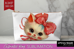 Vintage Valentines Day Cosmetic Bag - Retro Animal Makeup Product Image 1