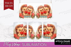 Vintage Valentines Day Mug Wrap - Retro Animal Mug PNG Product Image 1