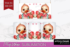 Vintage Valentines Day Mug Wrap - Retro Animal Mug PNG Product Image 1