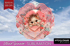 Vintage Valentines Day Wind Spinner Sublimation PNG - Retro Product Image 1