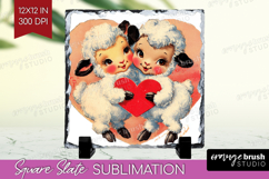 Vintage Valentines Day Slate PNG - Retro Animal Square Slate Product Image 1