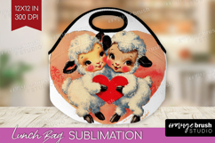 Vintage Valentines Day Lunch Bag - Retro Animal Lunch Bug Product Image 1