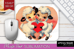 Vintage Valentines Day Mouse Pad Sublimation - Retro Animal Product Image 1